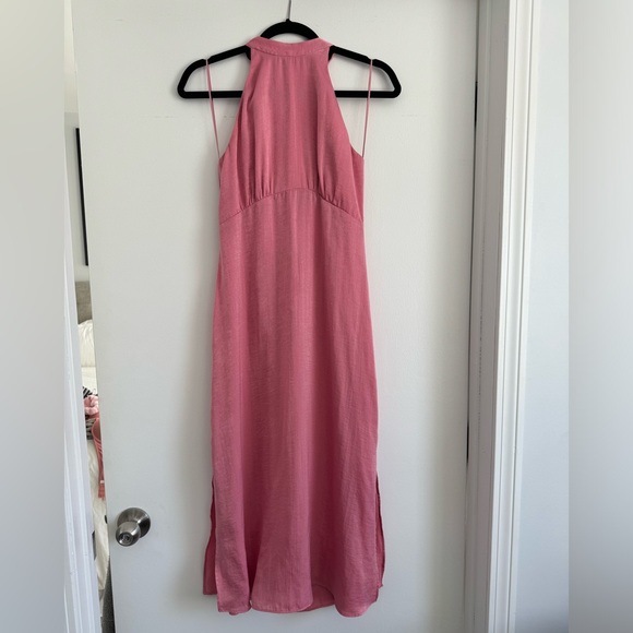 あきまる ZARA Women Patchwork Print Halter Midi Dress Purple Satin